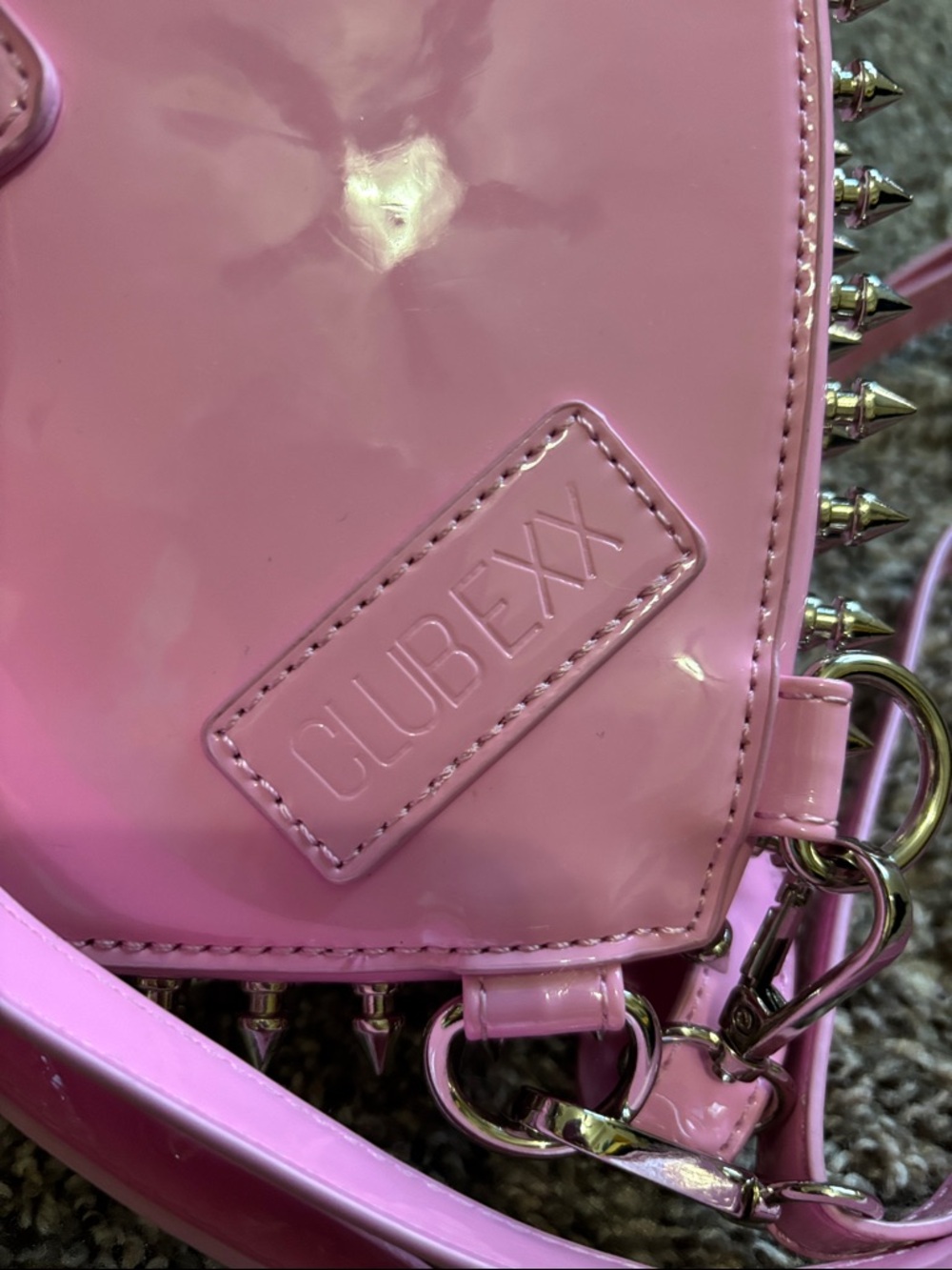 Club Exx Dolls Kill bay pink studded backpack rave festival Coachella party hot - Picture 7 of 9
